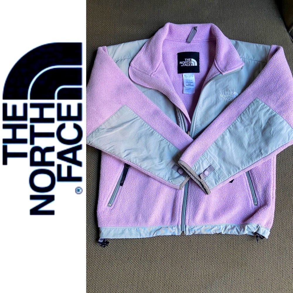 THE NORTH FACE GIRLS KIDS LAVENDER FLEECE FULL ZIP JACKET GRAY PURPLE LILAC